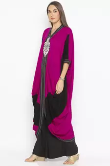 Pink Embroidered Cotton Party Wear Kurti