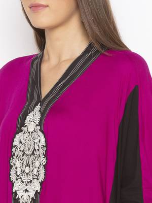 Pink Embroidered Cotton Party Wear Kurti 5