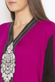 Pink Embroidered Cotton Party Wear Kurti