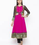 Pink Embroidered Georgette Party Wear Kurti