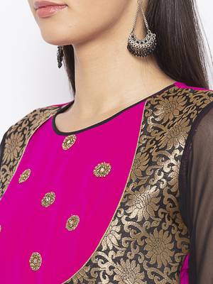 Pink Embroidered Georgette Party Wear Kurti 5