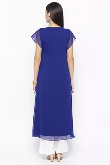 Blue Embroidered Georgette Party Wear Kurti