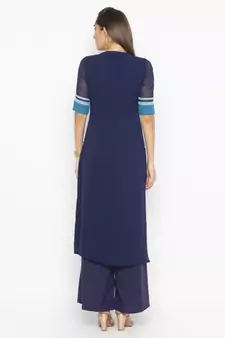 Blue Embroidered Georgette Party Wear Kurti