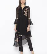 Black Embroidered Georgette Party Wear Kurti