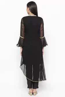 Black Embroidered Georgette Party Wear Kurti