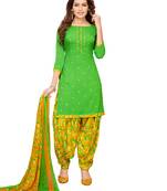Green Crepe Printed Unstitched salwar with dupatta