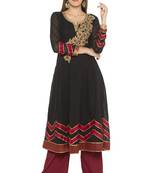 Black Embroidered Georgette Party Wear Kurti