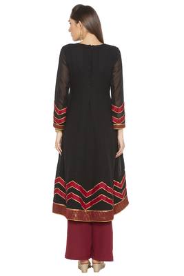 Black Embroidered Georgette Party Wear Kurti 4
