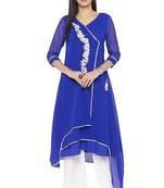Blue Embroidered Georgette Party Wear Kurti