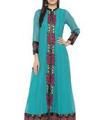 Green Embroidered Georgette Party Wear Kurti