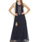Blue Embroidered Georgette Party Wear Kurti