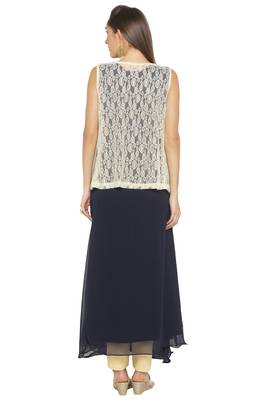 Blue Embroidered Georgette Party Wear Kurti 4