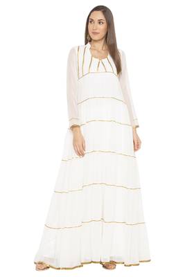 White Plain Georgette Party Wear Kurti 1