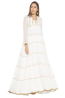 White Plain Georgette Party Wear Kurti 2