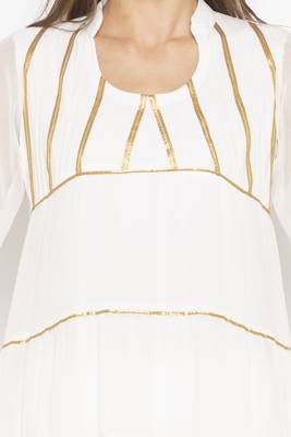 White Plain Georgette Party Wear Kurti 5