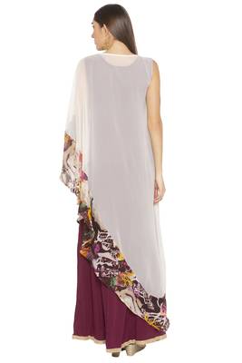 Cream Embroidered Georgette Party Wear Kurti 4