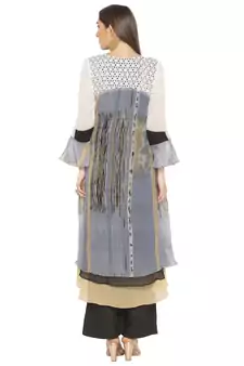 Grey Printed Georgette Party Wear Kurti
