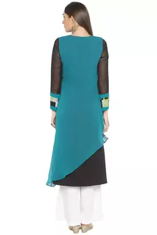 Green Printed Georgette Party Wear Kurti