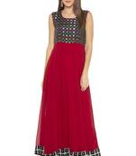 Maroon Printed Georgette Party Wear Kurtis