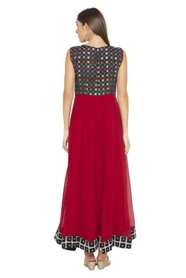 Maroon Printed Georgette Party Wear Kurtis 3