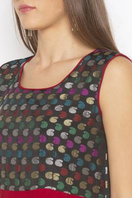 Maroon Printed Georgette Party Wear Kurtis 4
