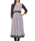 Grey Plain Crepe Party Wear Kurti