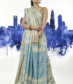 Silver woven linen saree with blouse