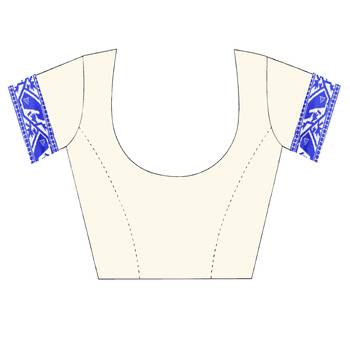 Blue woven cotton saree with blouse 5