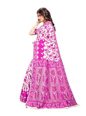 Pink woven cotton saree with blouse 2