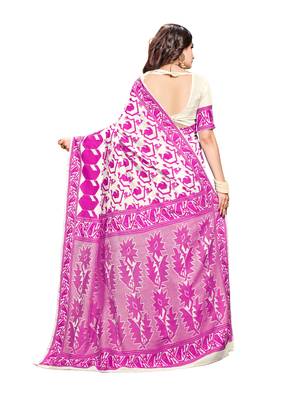 Pink woven cotton saree with blouse 3
