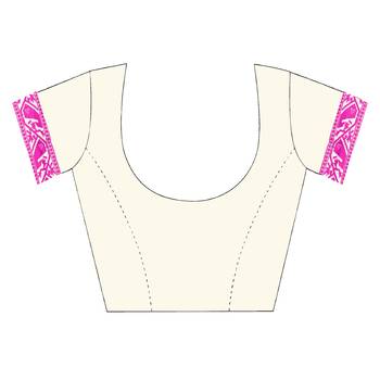 Pink woven cotton saree with blouse 5