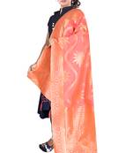 Women's  Gajari Banarasi Silk Jacquard Dupatta with Designer Laria