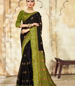 Black Cotton Jacquard Work Traditional Saree
