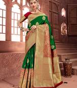 Green Crystal Silk Border Work Traditional Saree