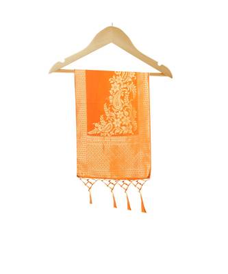 Women's  Orange Banarasi Silk Jacquard Dupatta with Designer Laria 4