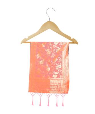 Women's  Gajari Banarasi Silk Jacquard Dupatta with Designer Laria 4