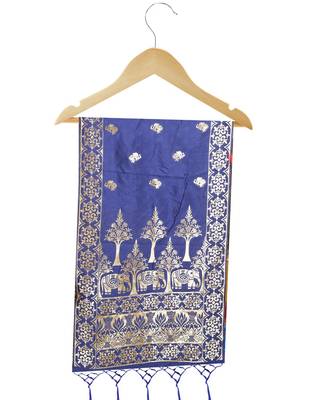 Women's  Navy Blue Banarasi Silk Jacquard Dupatta with Designer Laria 4