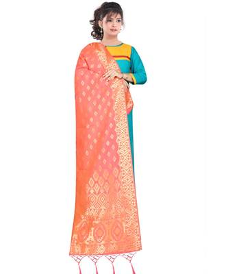 Women's  Gajari Banarasi Silk Jacquard Dupatta with Designer Laria 1