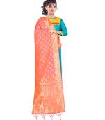 Women's  Gajari Banarasi Silk Jacquard Dupatta with Designer Laria