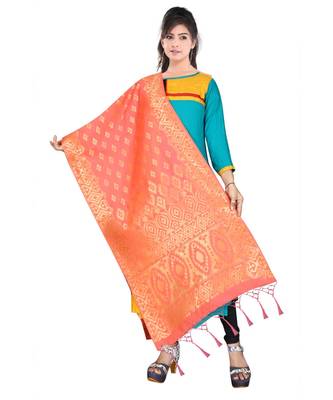 Women's  Gajari Banarasi Silk Jacquard Dupatta with Designer Laria 2