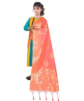 Women's  Gajari Banarasi Silk Jacquard Dupatta with Designer Laria 1