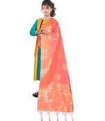 Women's  Gajari Banarasi Silk Jacquard Dupatta with Designer Laria