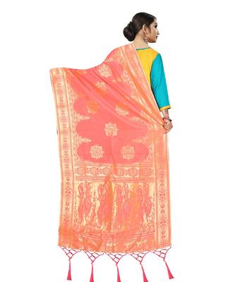 Women's  Gajari Banarasi Silk Jacquard Dupatta with Designer Laria 3