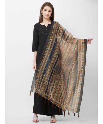 Blue Printed Chanderi Silk Dupatta for women 1
