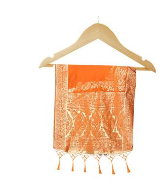 Women's  Orange Banarasi Silk Jacquard Dupatta with Designer Laria 4