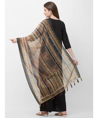 Blue Printed Chanderi Silk Dupatta for women 3