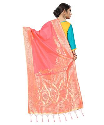 Women's  Gajari Banarasi Silk Jacquard Dupatta with Designer Laria 3