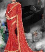 Red Chiffon Heavy Jacquard Work Traditional Saree