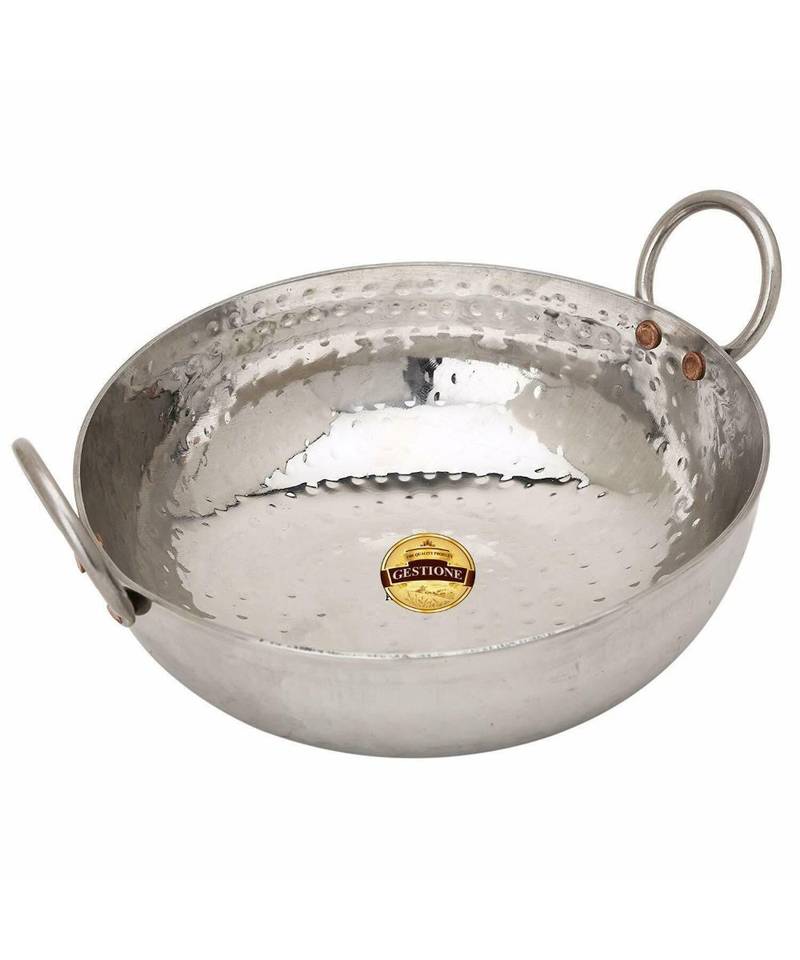 Steel Hammered Wok Deep Fry Pan Kadai 2Ltr Yipisale 3108666