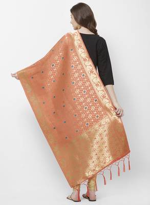 Orange Banarasi Silk Dupatta for woman 3